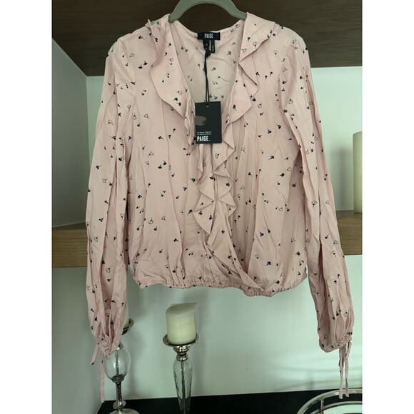 PAIGE Tie Sleeve, Wrap Front Floral Blouse - Picture 2 of 8